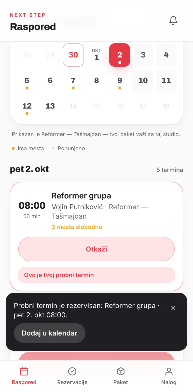 Potvrđena rezervacija